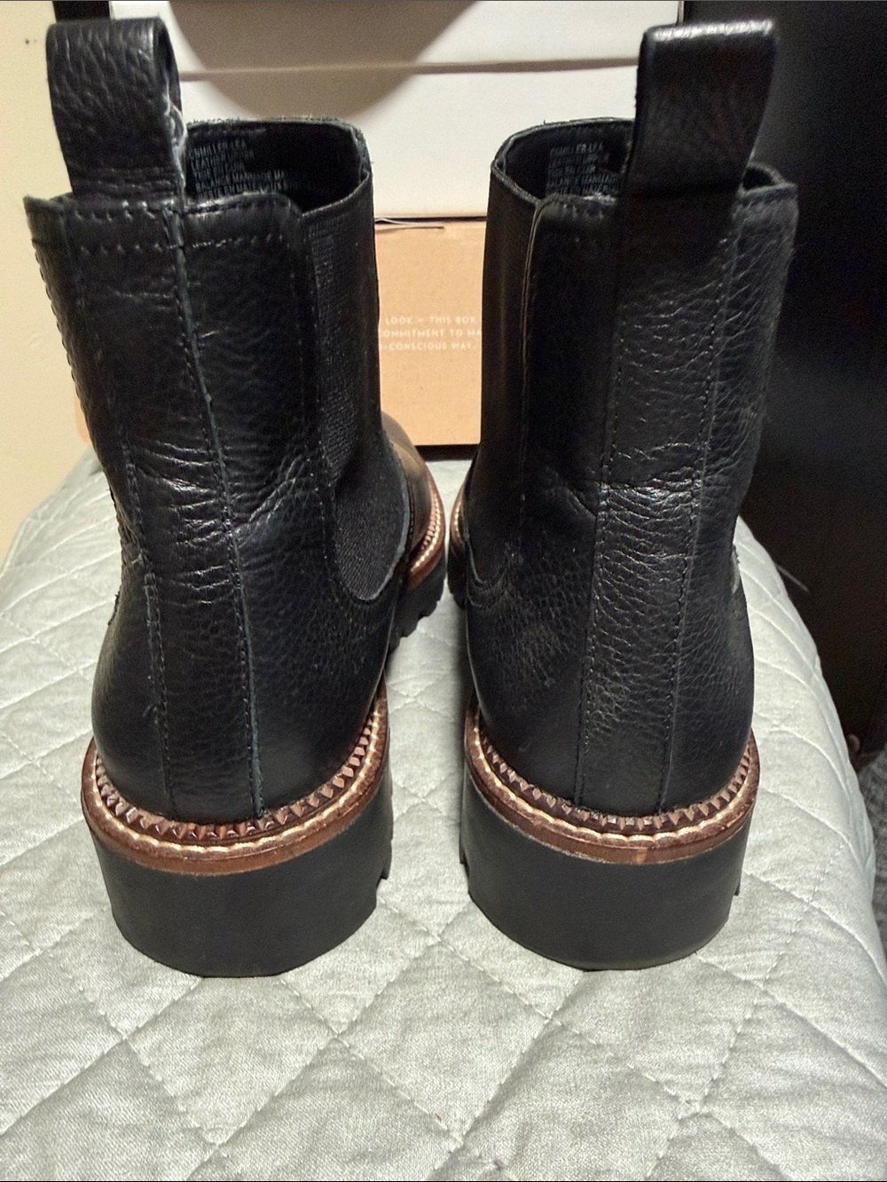 Classic Black Leather Chelsea Booties with Contrast Welt - Picture 4 of 6